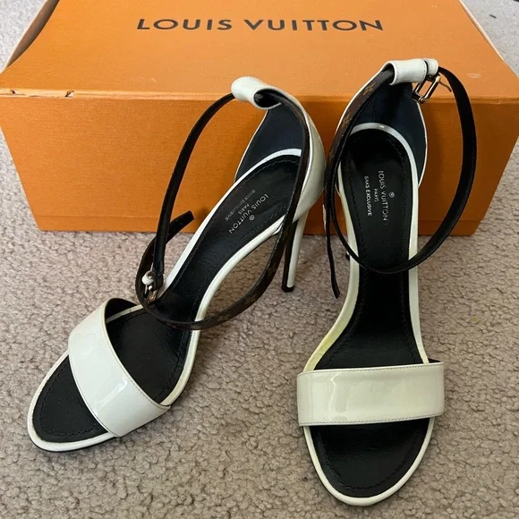 Preowned Womens Louis Vuitton Passenger Heel Sandals Monogram EBENE Sz. 38/US 8. - Picture 2 of 12